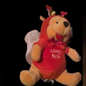 Vintage 2000 Disney Firefly Pooh Red and Tan Love Bug Stuffed